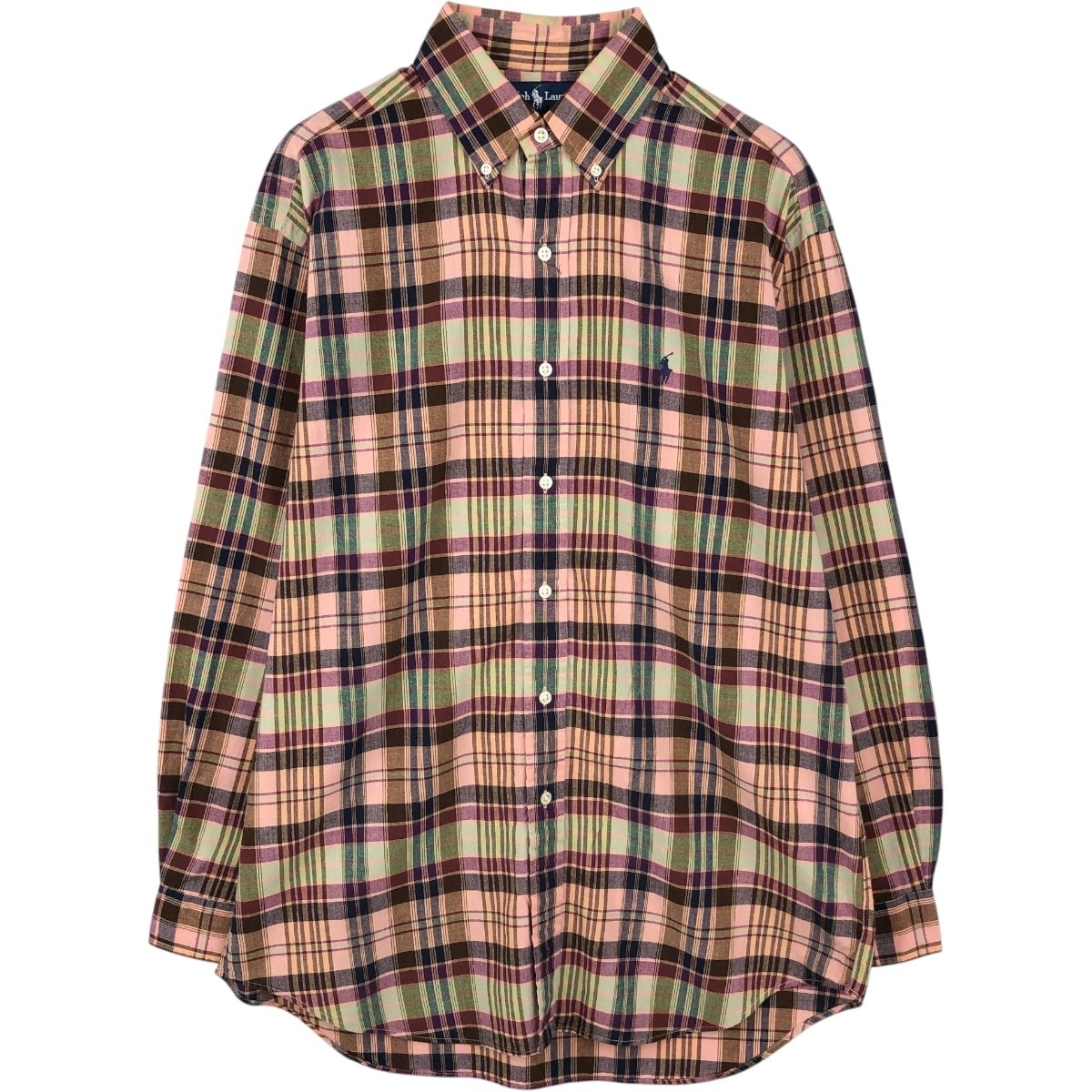 古着 ラルフローレン Ralph Lauren BLAKE 長袖 ボタンダウンチェックシャツ メンズM相当/eaa661365
