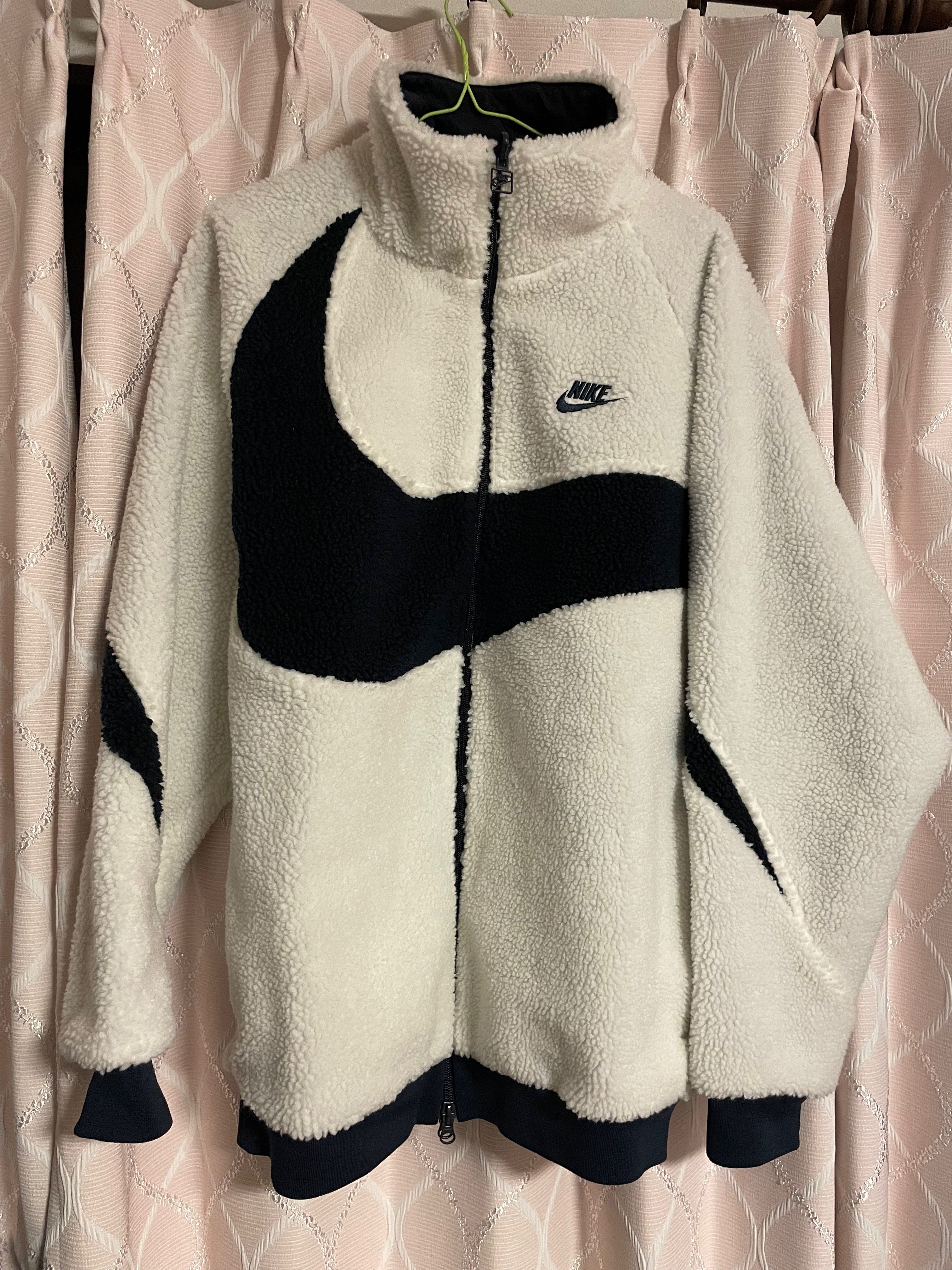 Nike Big Swoosh Reversible Boa Jacket "Sail/Dark Obsidian"