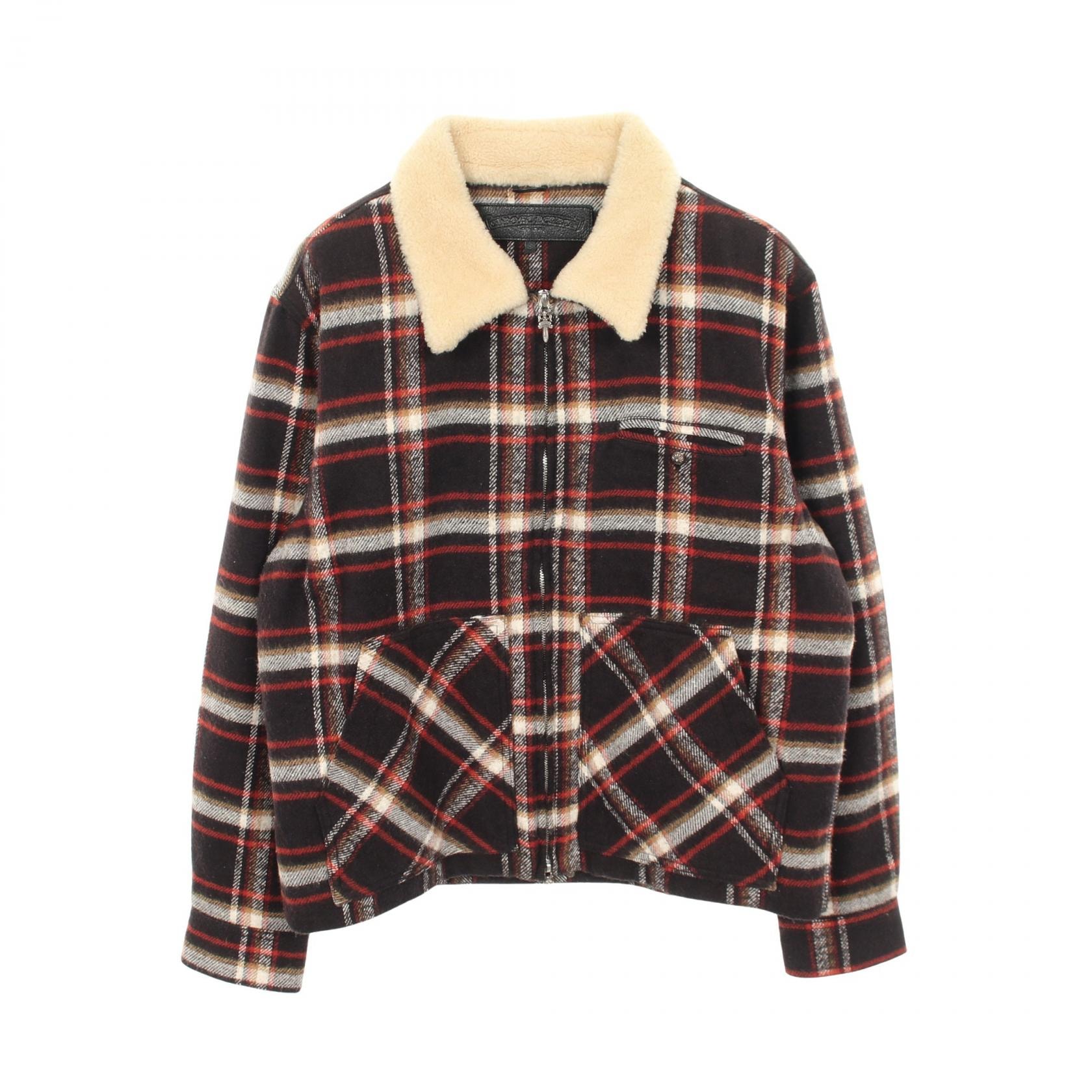 Chrome Hearts U Black Sheep Pld Double Zip Mouton Collar Check Boa Jacket "Brown"