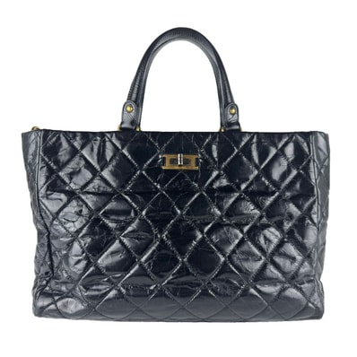 シャネル CHANEL ハンドバッグ ショルダーバッグ 2.55 レザー ブラック レディース【中古】 z9252