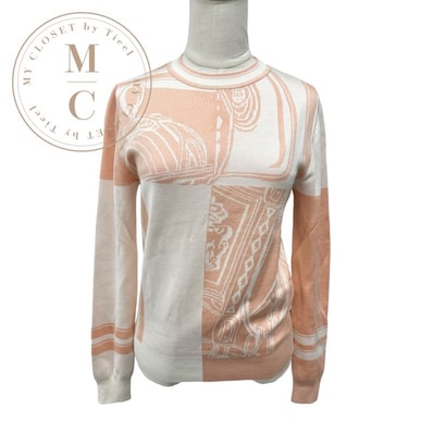 エルメス HERMES トップス ピンク アイボリー BRIDESdeGALA ニット 長袖