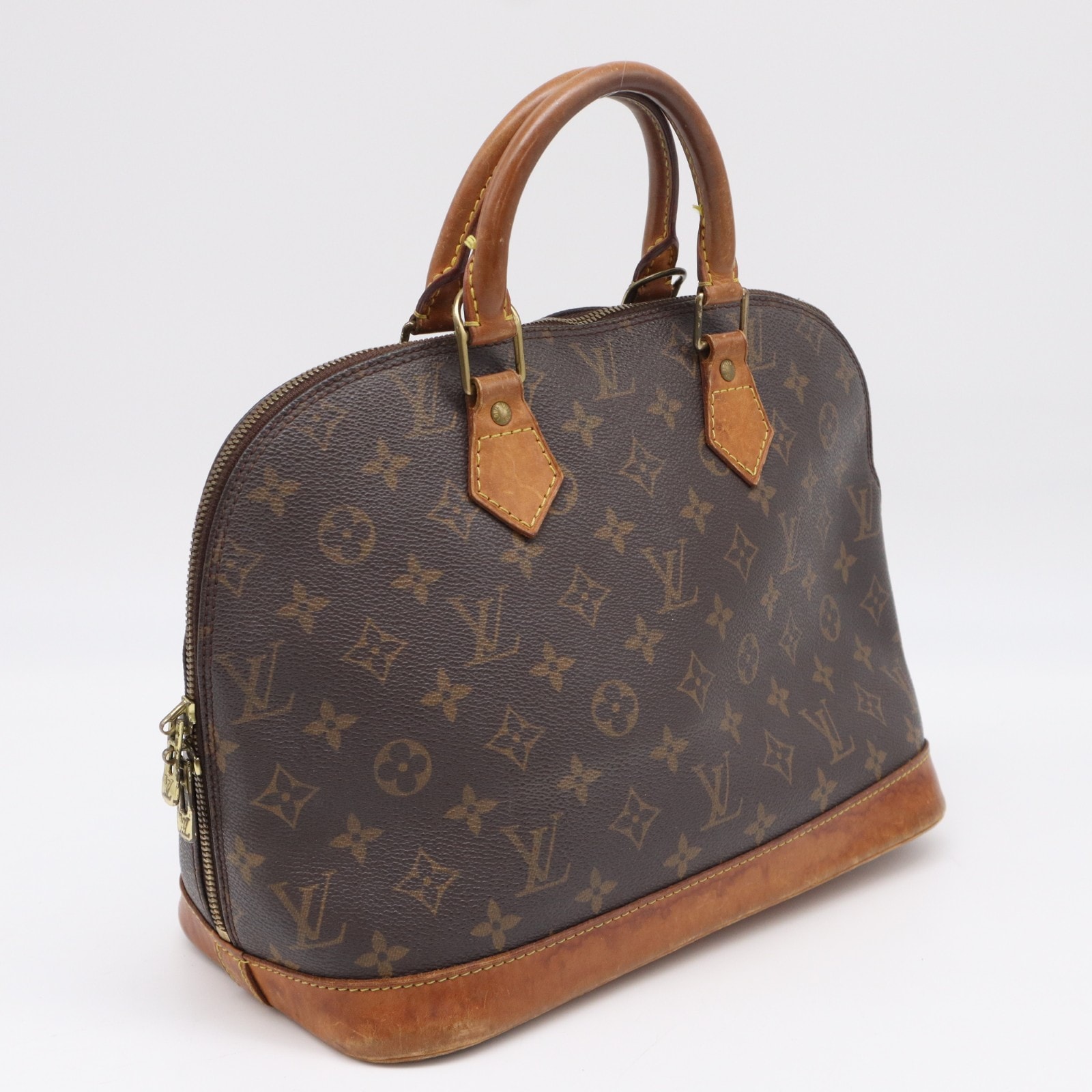 LOUIS VUITTON ルイ・ヴィトン モノグラム アルマPM M51130 ハンドバッグ ブラウン ベージュ コーティングキャンバス レザー レディース