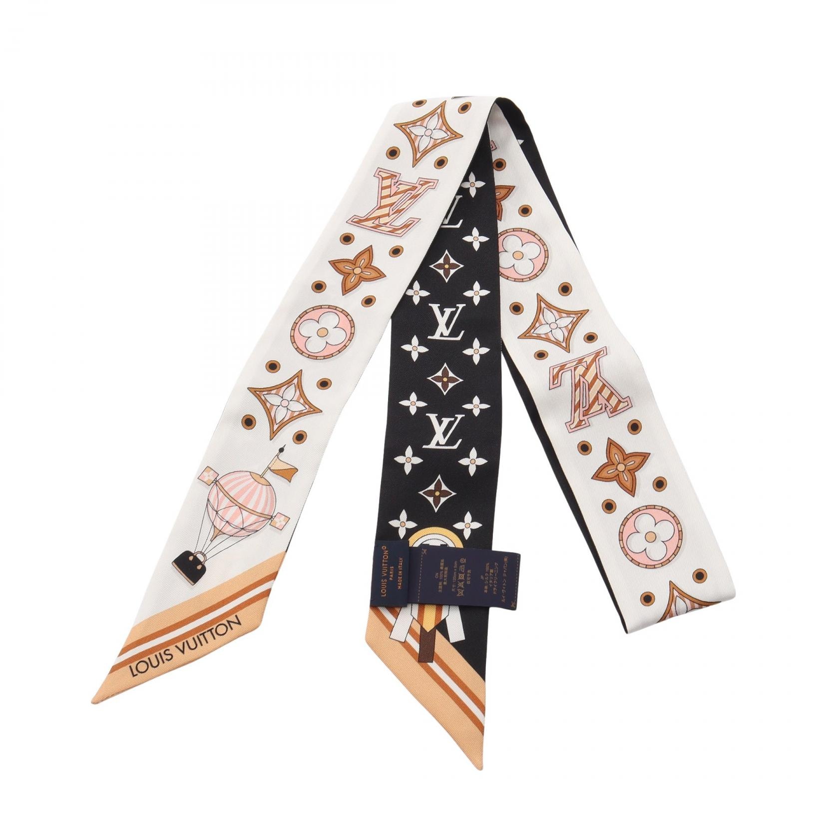 ルイ・ヴィトン LOUIS VUITTON バンドーBB フロム ザ クラウド スカーフ 衣料品 シルク レディース ブラック系 / ホワイト系 / マルチカラー M97212 【中古】