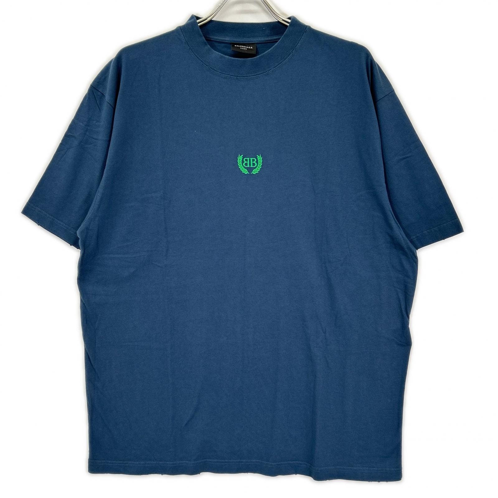 バレンシアガ 24年 ネイビー 764235 TSVC9 BBロゴTシャツ S