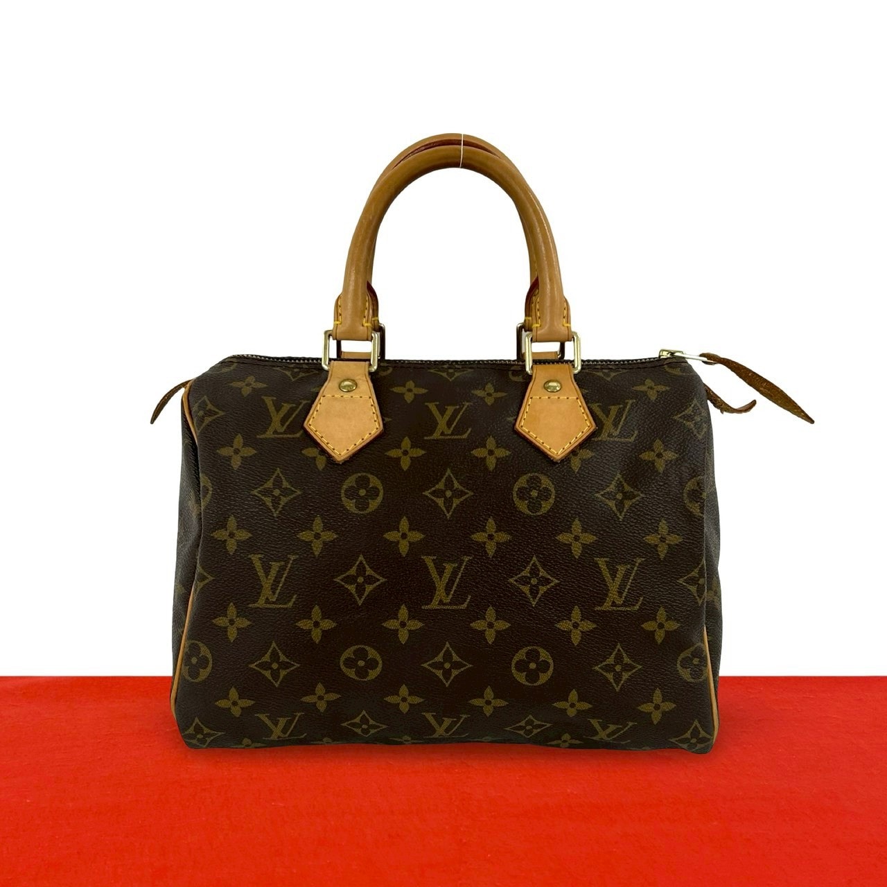 LOUIS VUITTON ルイヴィトン スピーディ 25 モノグラム レザー PVC ハンドバッグ ブラウン
193-1