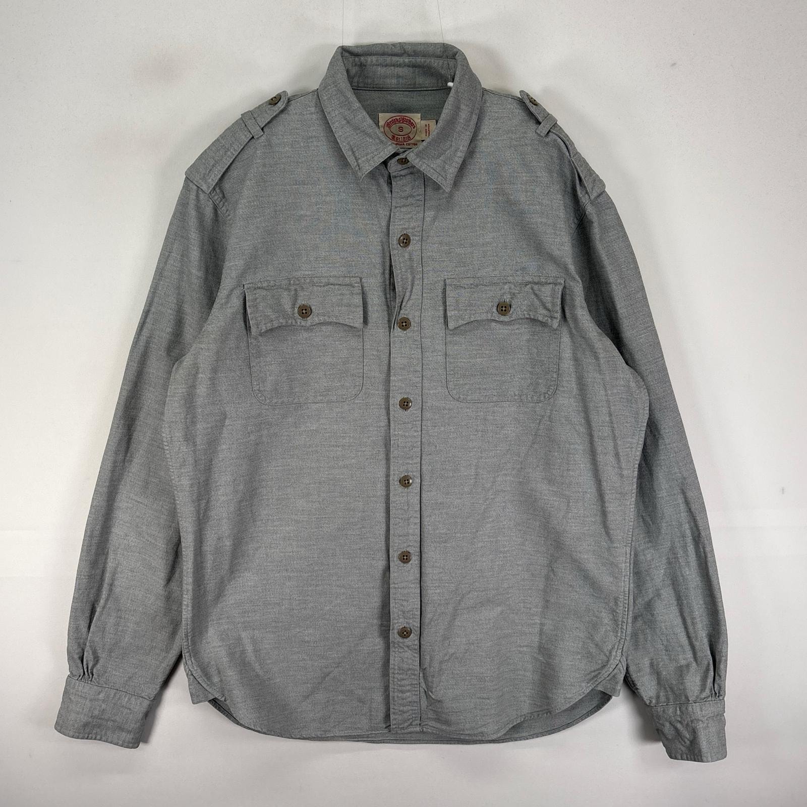古着 ブルックスブラザーズ Brooks Brothers 長袖シャツ 胸ポケット エポレット S  グレー系 無地 メンズ