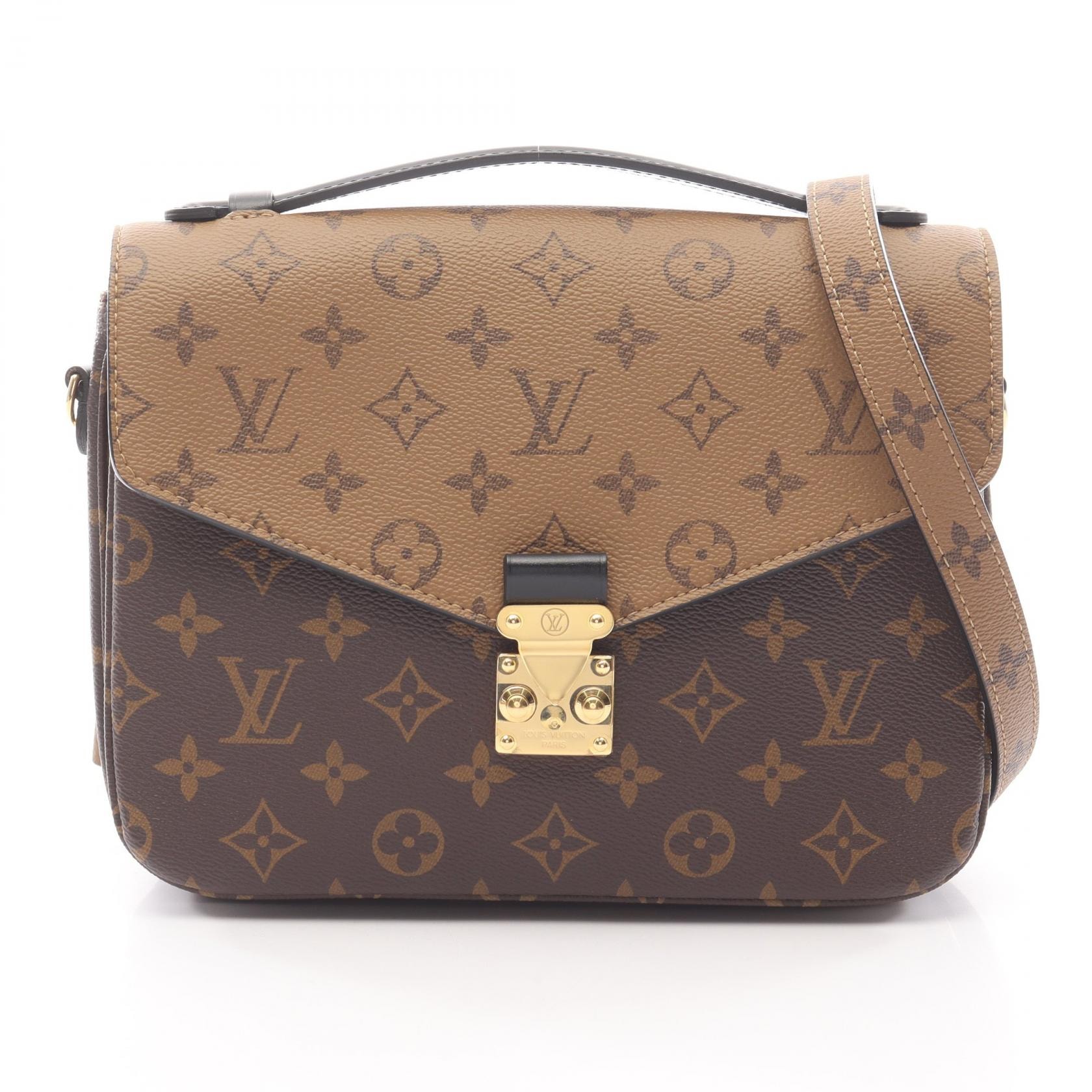 ルイ・ヴィトン LOUIS VUITTON ポシェット メティス MM ハンドバッグ バッグ PVCコーティングキャンバス レザー モノグラム・リバース レディース ブラウン系 / ブラック系 M44876 【中古】