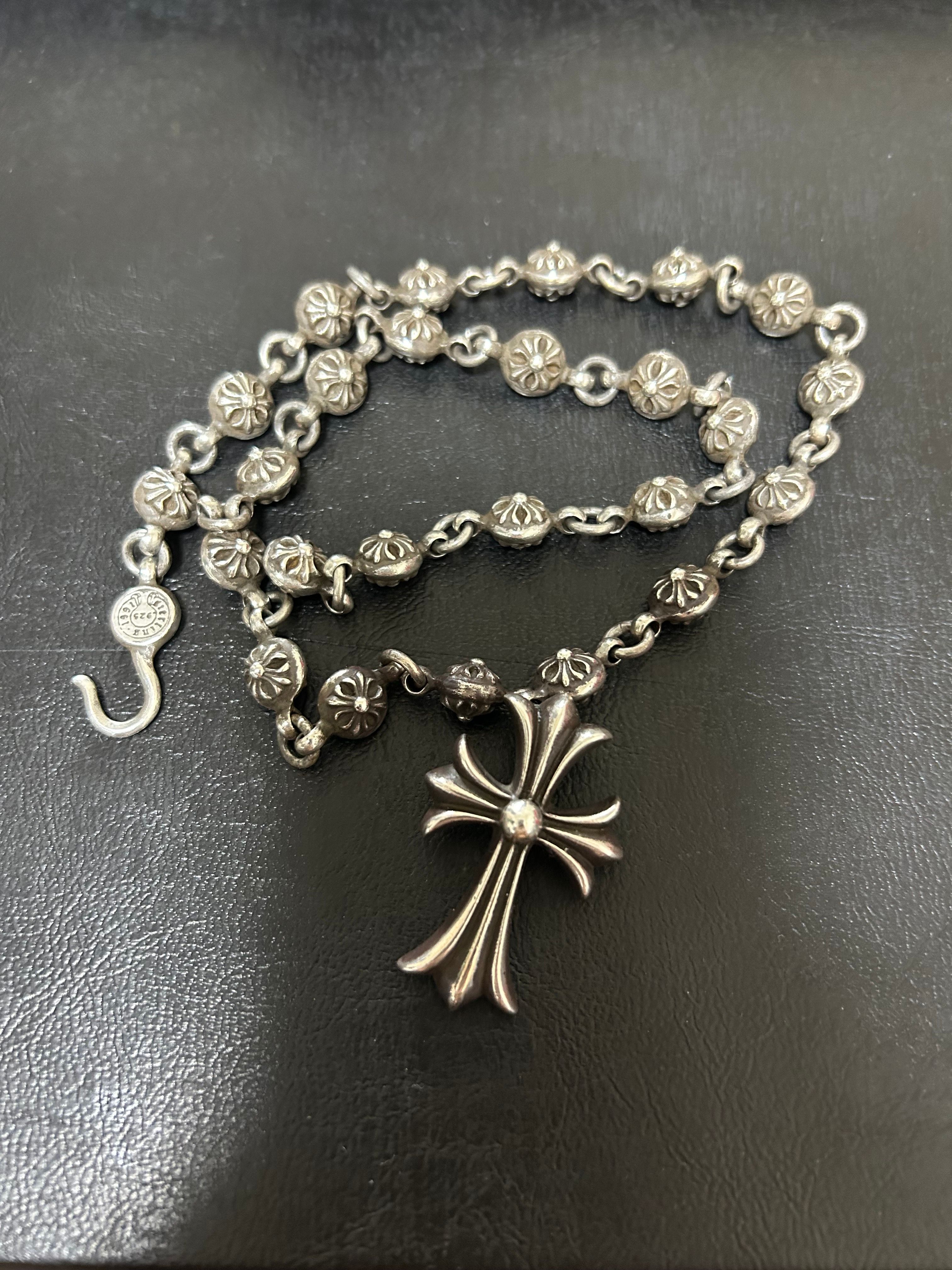 Chrome Hearts # 1 Cross Ball Necklace / CH Cross 50cm "Silver"