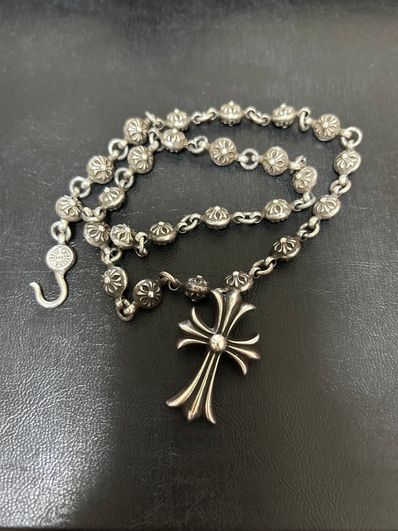 Chrome Hearts # 1 Cross Ball Necklace / CH Cross 50cm "Silver"