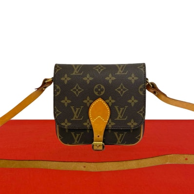 LOUIS VUITTON ルイヴィトン カルトシエール PM モノグラム レザー PVC ショルダーバッグ ブラウン
307-8