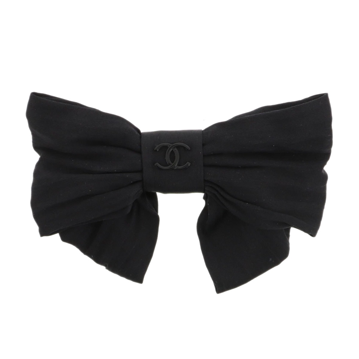 CHANEL シャネル リボン バレッタ バレッタ サテン ブラック  レディース【中古】