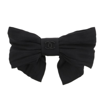 CHANEL シャネル リボン バレッタ バレッタ サテン ブラック レディース【中古】