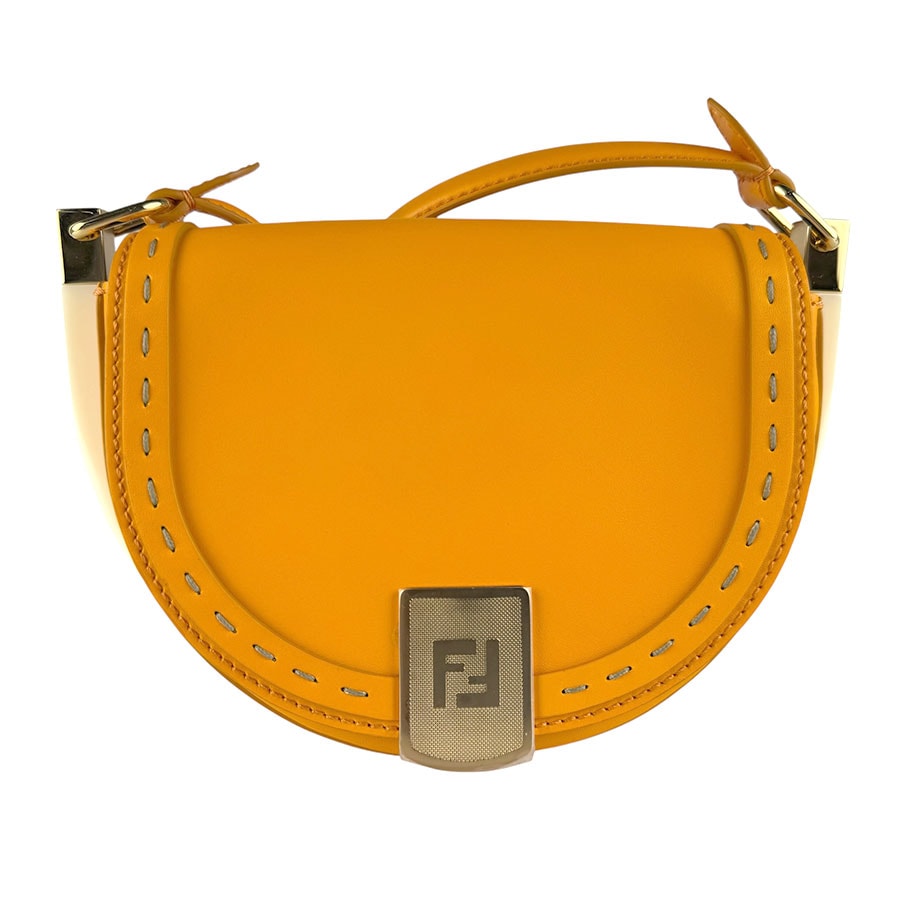 フェンディ FENDI ショルダーバッグ ムーンライト レザー オレンジ ゴールド レディース 8BT346 ABVL【中古】 z9461