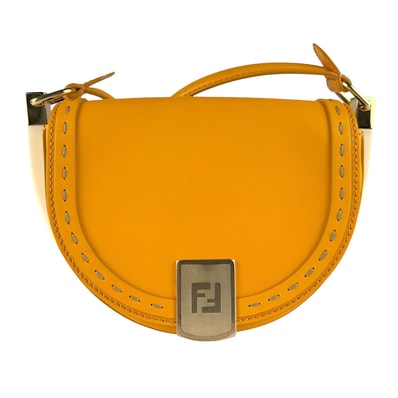 フェンディ FENDI ショルダーバッグ ムーンライト レザー オレンジ ゴールド レディース 8BT346 ABVL【中古】 z9461