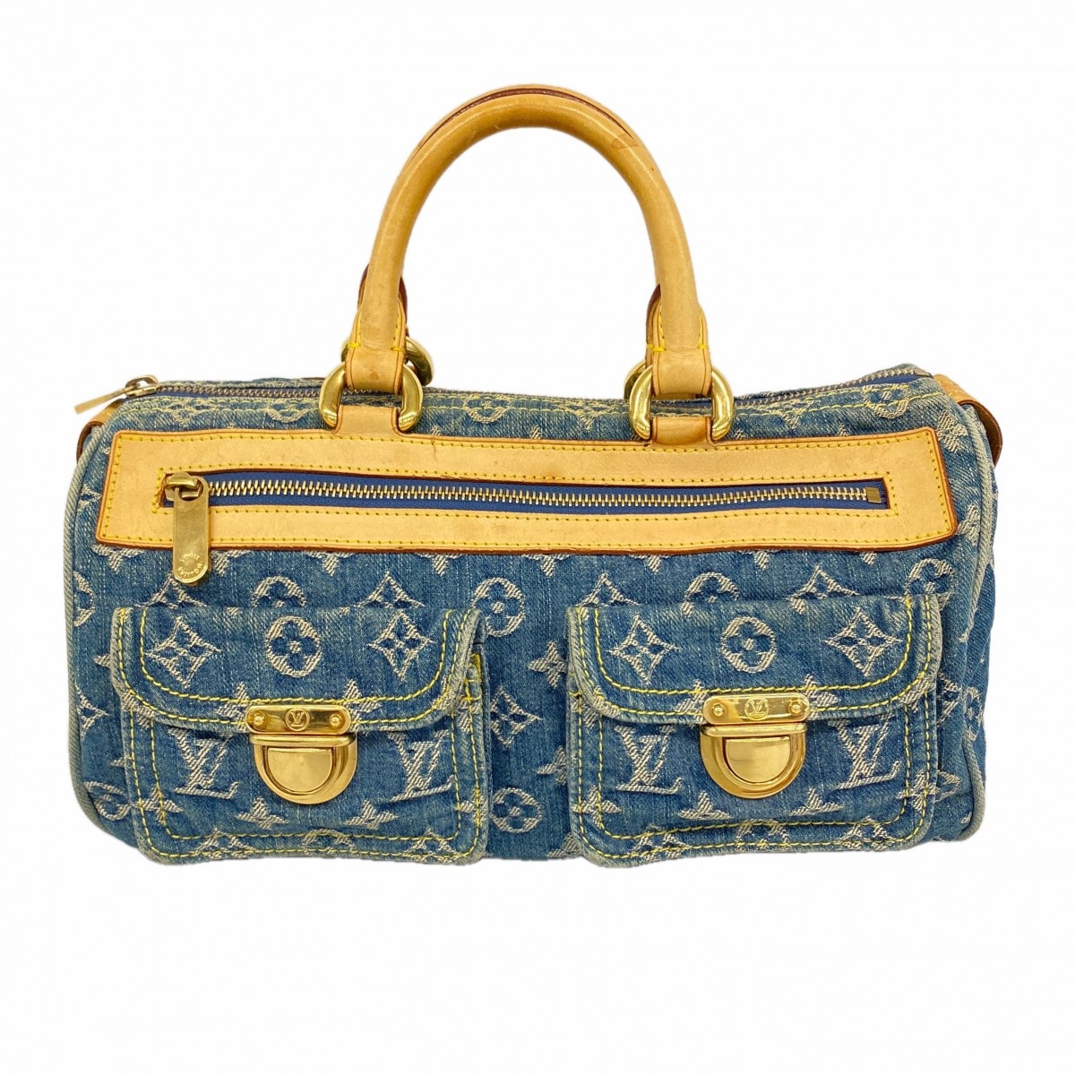 【6de5663-k】ルイヴィトン ハンドバッグ モノグラム・デニム ネオスピーディ M95019 ブルー【中古】レディース