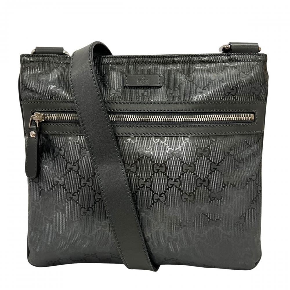 GUCCI グッチ ショルダーバッグ GGインプリメ メタル 295257 PVCコーティングキャンバス  レザー   ブラック 黒 シルバー金具 メンズ【中古品】