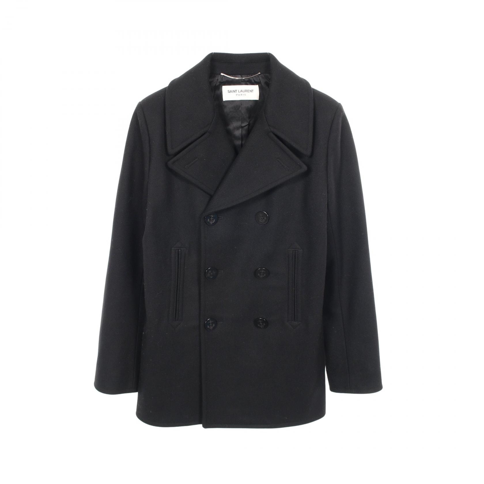サンローランパリ SAINT LAURENT PARIS ピーコート 衣料品 アウター ウール メンズ ブラック系 【中古】
