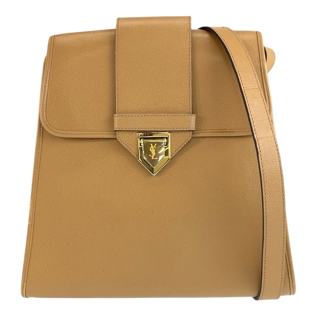 YVES SAINT LAURENT イヴ サンローラン ヴィンテージ YSL ベージュ ゴールド金具 レザー ショルダーバッグ ポシェット 1-0294762 【中古】