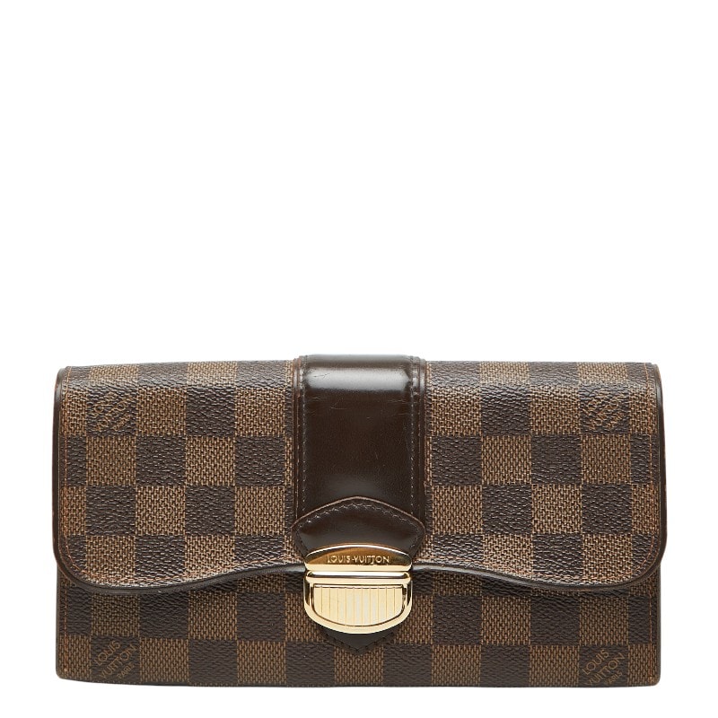 ルイ ヴィトン ダミエ システィナ 長財布 N61747 ブラウン PVC レザー レディース LOUIS VUITTON 【中古】