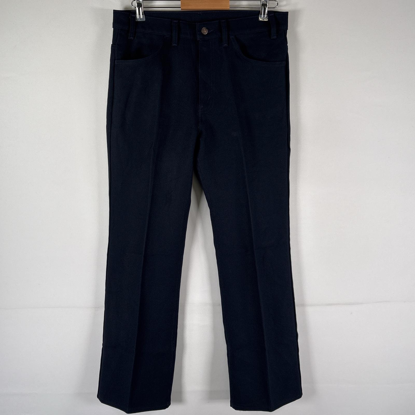 古着 90's/90年代 リーバイス Levi's USA製 スラックスパンツ ポリエステルパンツ 長ズボン ボトムス ワンポイント w34 L30  ネイビー メンズ