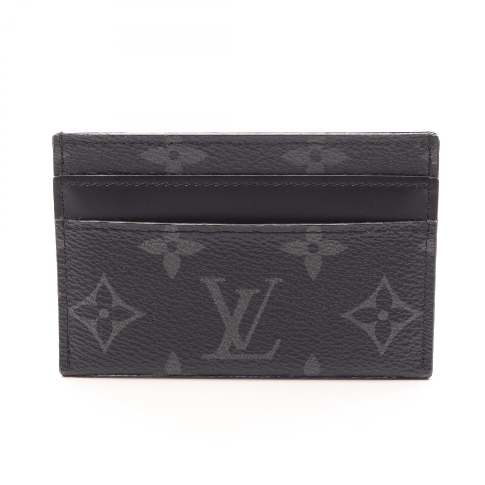 ルイ・ヴィトン LOUIS VUITTON ポルトカルト ダブル カードケース アクセサリー レザー PVC モノグラム・エクリプス メンズ ブラック系 M62170 【中古】