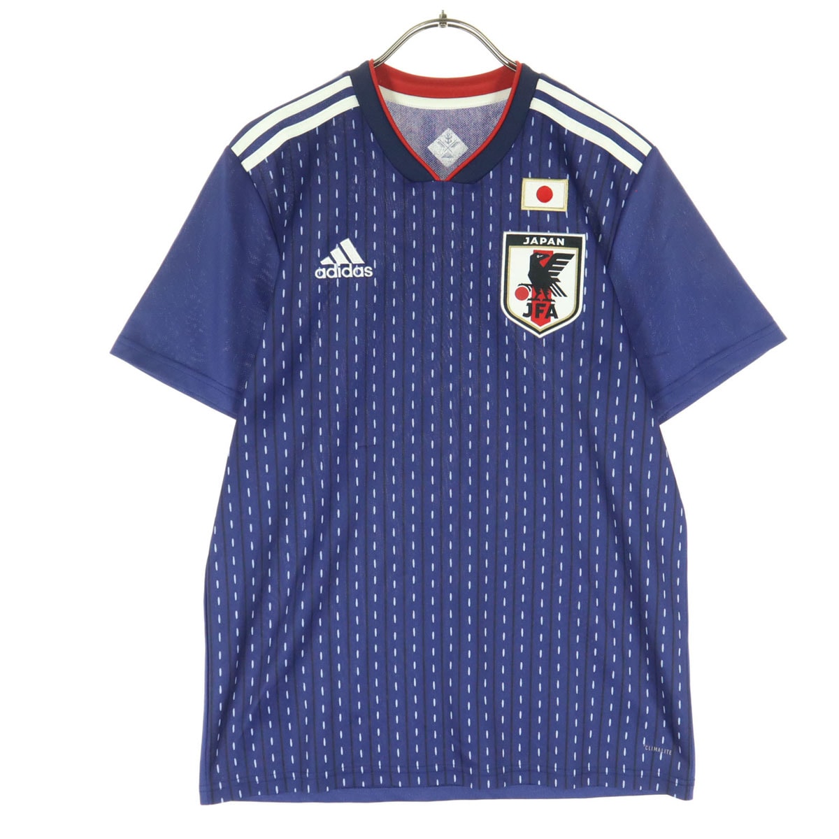 adidas アディダス ワンポイントロゴ エンブレム 半袖 ユニフォーム M ブルー サッカー日本代表