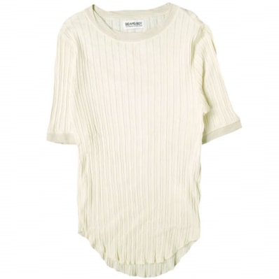 BEAMS BOY ビームスボーイ 20SS ジャカードリブクルーショートスリーブTシャツ 13-04-0732-454 Free ナチュラル 半袖 トップス g13657