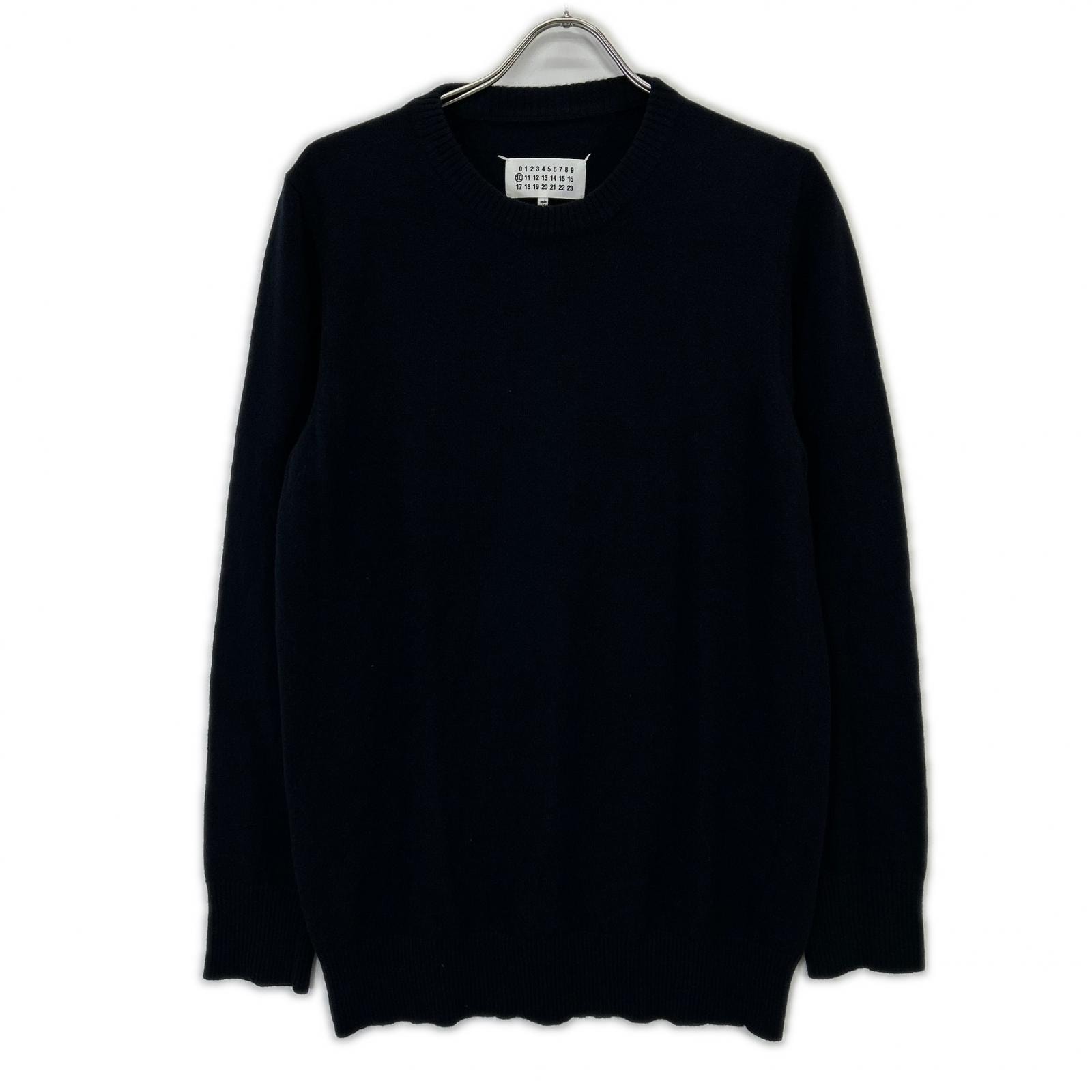 メゾンマルジェラ S50HA1069 22年 ネイビー ウール 4ステッチクルーネックニット S