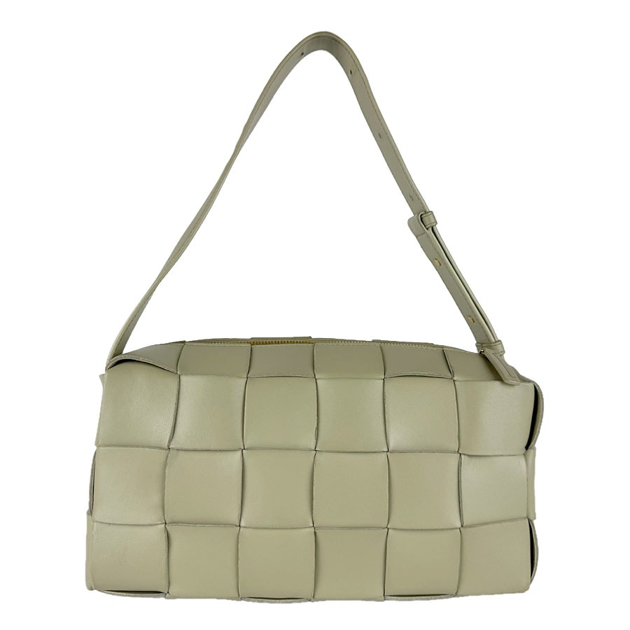 ボッテガヴェネタ BOTTEGAVENETA ショルダーバッグ ブリックカセット レザー ライトカーキ レディース【中古】 z9431