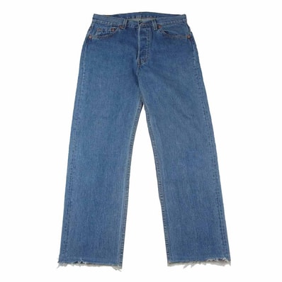Levi's リーバイス デニムパンツ 501 USA製 スモールe ボタン裏520刻印 カットオフ デニムパンツ ジーンズ インディゴブルー系 W30L34【中古】