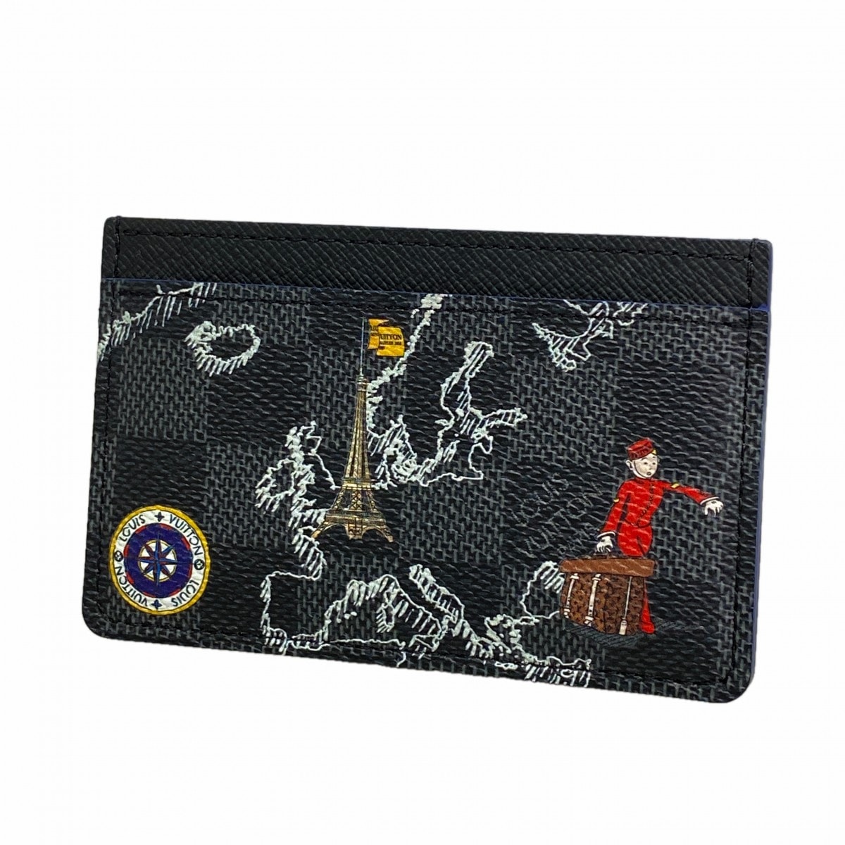 【6ee5778-k】ルイヴィトン カードケース ダミエ・グラフィット マップ ポルトカルトサーンプル N60265 ブラック【中古】メンズ