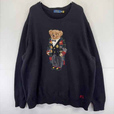 古着 ポロバイラルフローレン Polo by Ralph Lauren ニット セーター ポロベア ウール 大きいサイズ 3XB ブラック メンズ