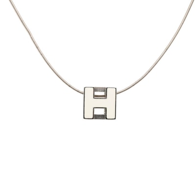 エルメス カージュドアッシュ Hキューブ ネックレス シルバー ホワイト メタル レディース HERMES 中古