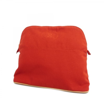 ★SALE【6db1661-k】エルメス ポーチ ボリードポーチ キャンバス レッド シルバー金具【中古】レディース