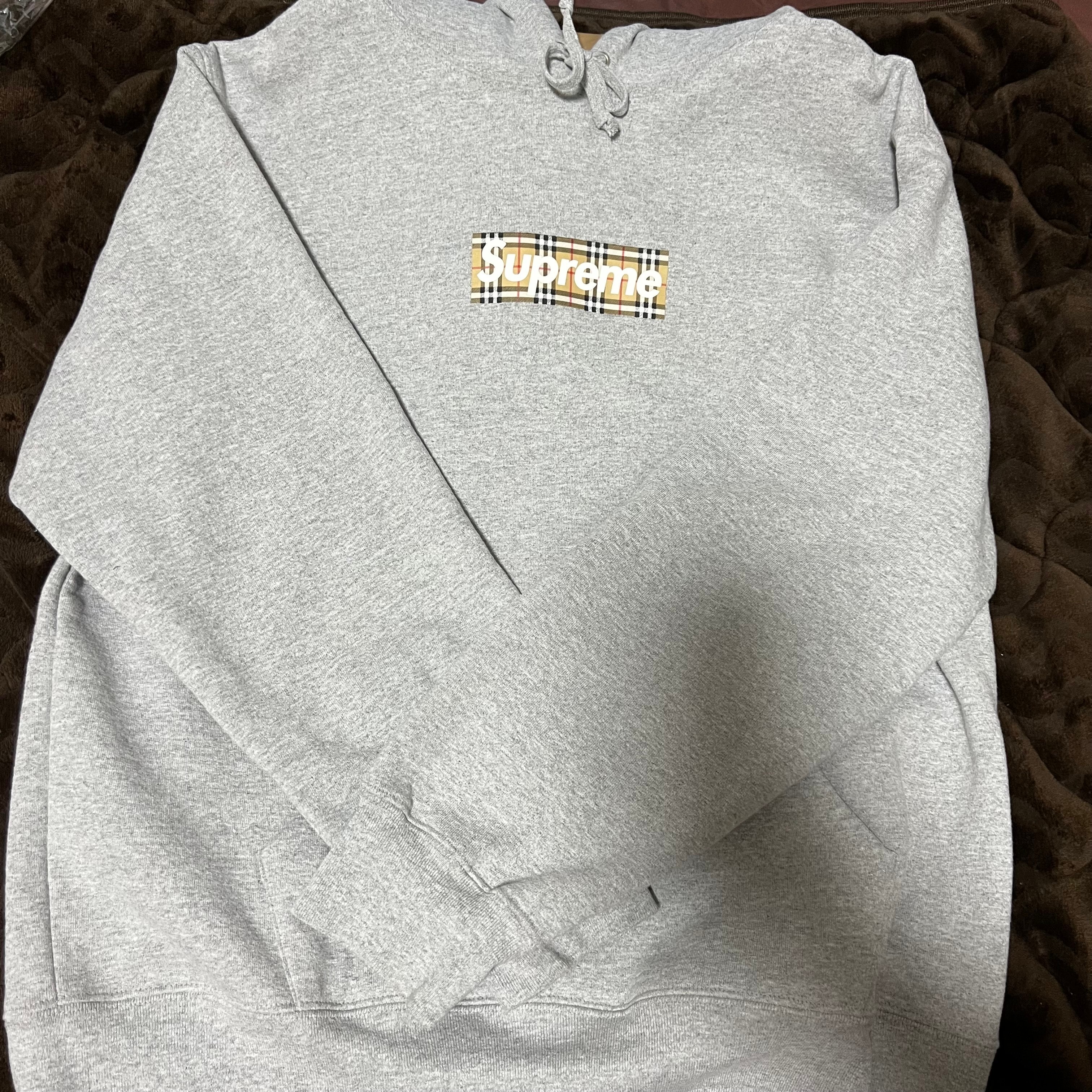 Supreme / Burberry Box Logo Hooded Sweatshirt "Heather Grey"