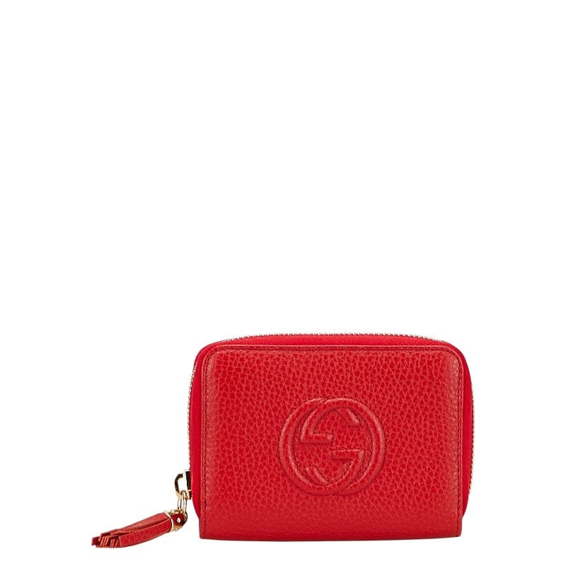 グッチ ソーホー インターロッキングG 二つ折り財布 小銭入れ 598209 レッド レザー レディース GUCCI 中古