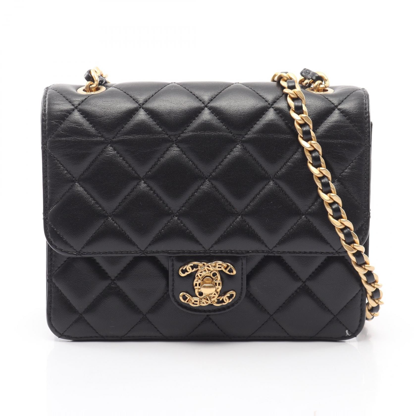 シャネル CHANEL マトラッセ ショルダーバッグ バッグ ラムスキン(羊革) レディース ブラック系 【中古】