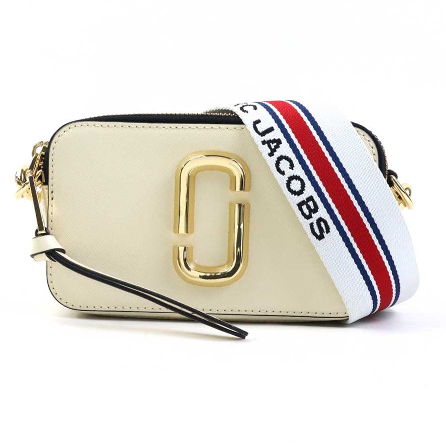 マークジェイコブス MARC JACOBS ショルダーバッグ スナップショット PVCコーティングキャンバス アイボリー×ブラック レディース【中古】 h31336a