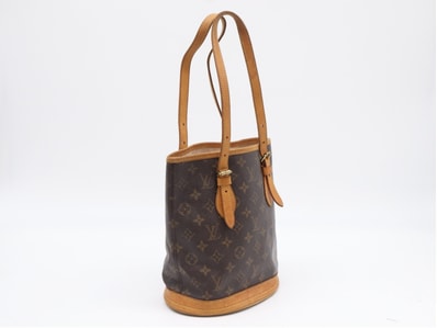 LOUIS VUITTON ルイ・ヴィトン モノグラム バケットPM M42238 ハンドバッグ ブラウン コーティングキャンバス レザー レディース