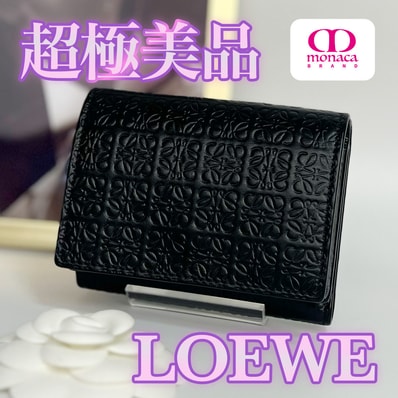超極美品 LOEWE リピートアナグラム トライフォールド 三つ折り財布 レディース メンズ