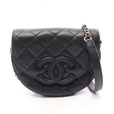 シャネル CHANEL マトラッセ ミニ メッセンジャー ショルダーバッグ バッグ キャビアスキン(グレインドカーフ) レディース ブラック系 【中古】