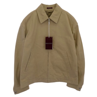 GUCCI グッチ ジャケット 784180ZAQP32901 ウェブ ストライプ付き コットンツイル ジャケット ベージュ系 52【極上美品】【中古】