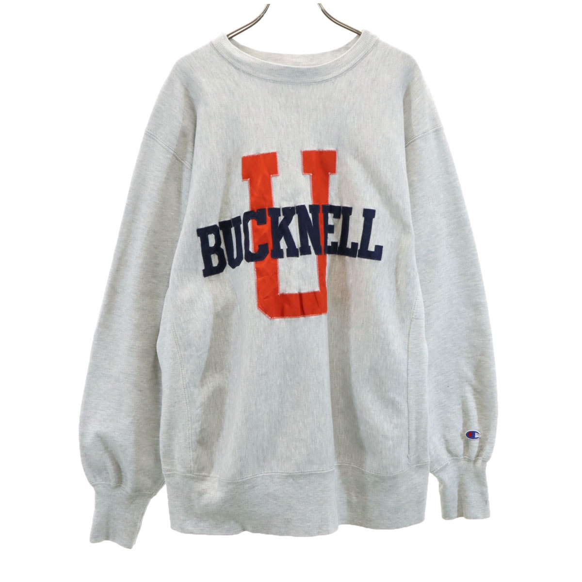Champion チャンピオン 90s USA製 オールド 刺繍タグ メモリアル BUCKNELL 長袖 リバースウィーブ スウェット トレーナー XL グレー
