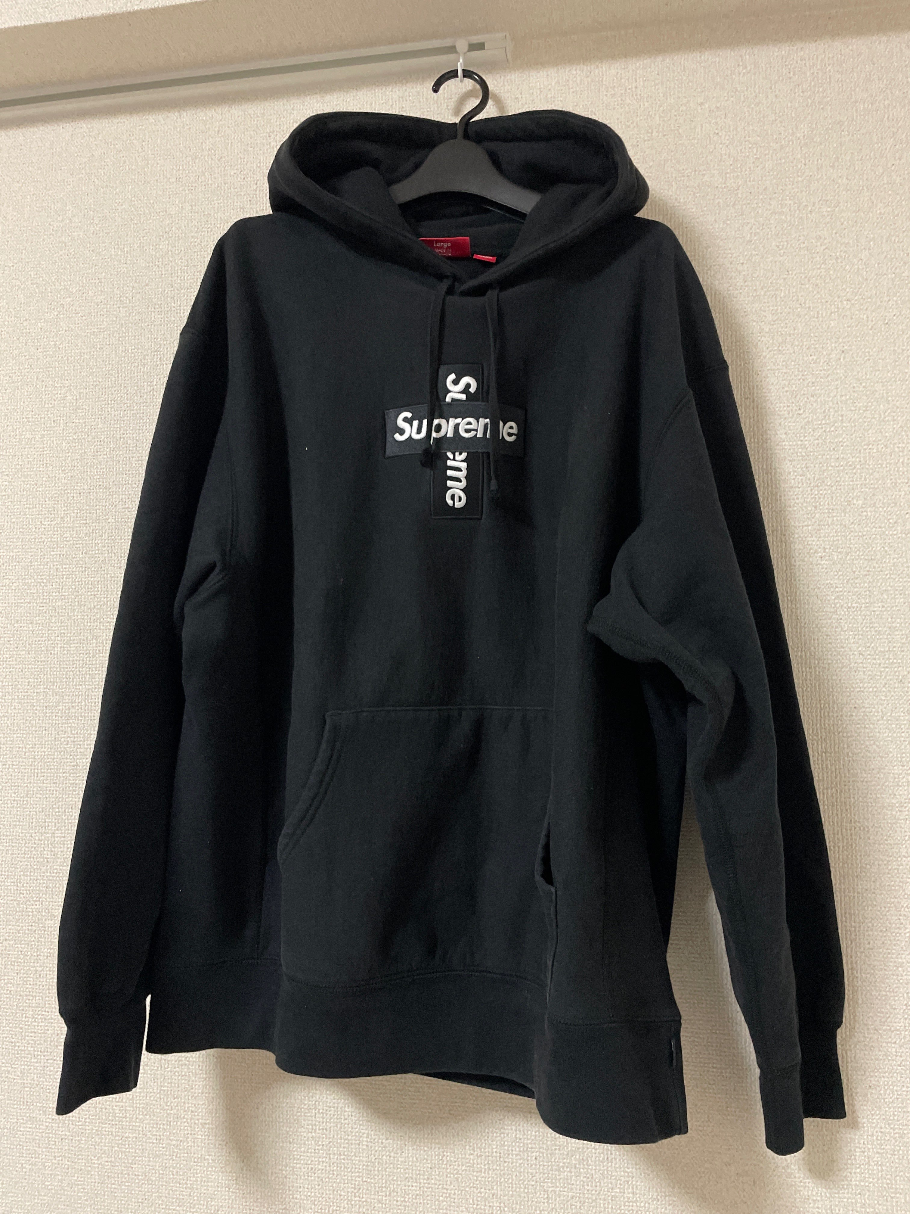 Supreme Cross Box Logo Hooded Sweatshirt "Black"