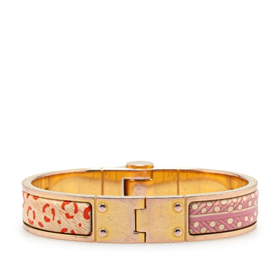 エルメス シャルニエールPM 七宝焼き バングル ゴールド マルチカラー メッキ レディース HERMES 【中古】