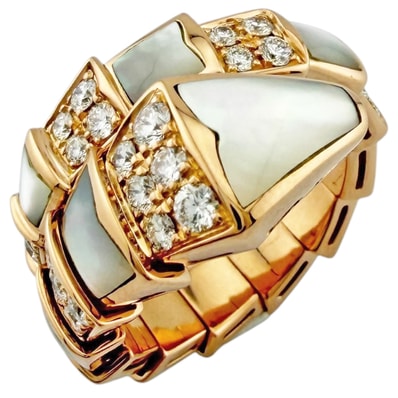 ブルガリ セルペンティ ヴァイパー リング 指輪 10号 18金 K18ピンクゴールド ダイヤモンド レディース BVLGARI 中古