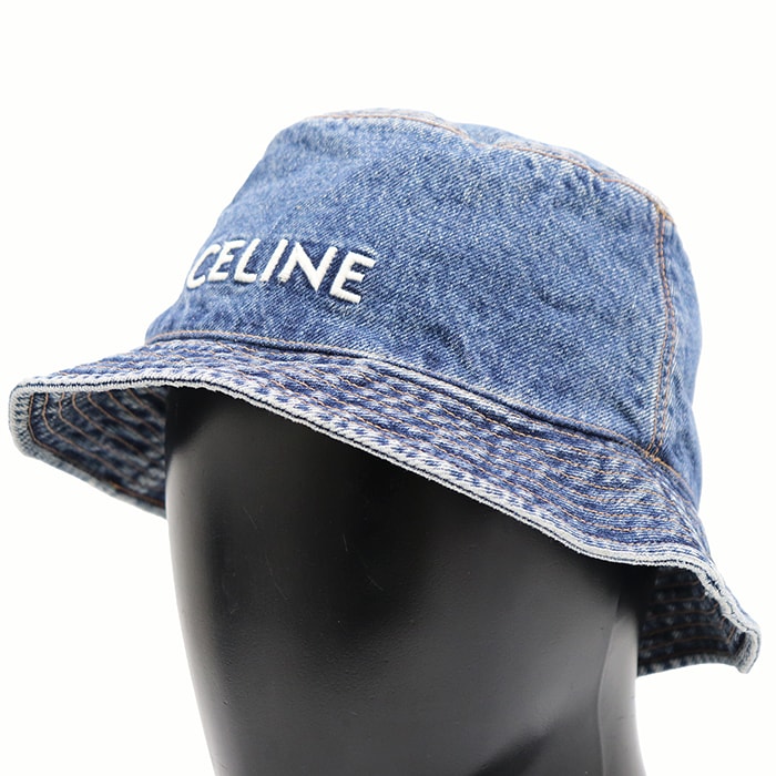 CELINE デニムスタッズキャスケット 人気のMサイズ B (目立った傷や汚れなし)】【美品】CELINE セリーヌ デニム バケット