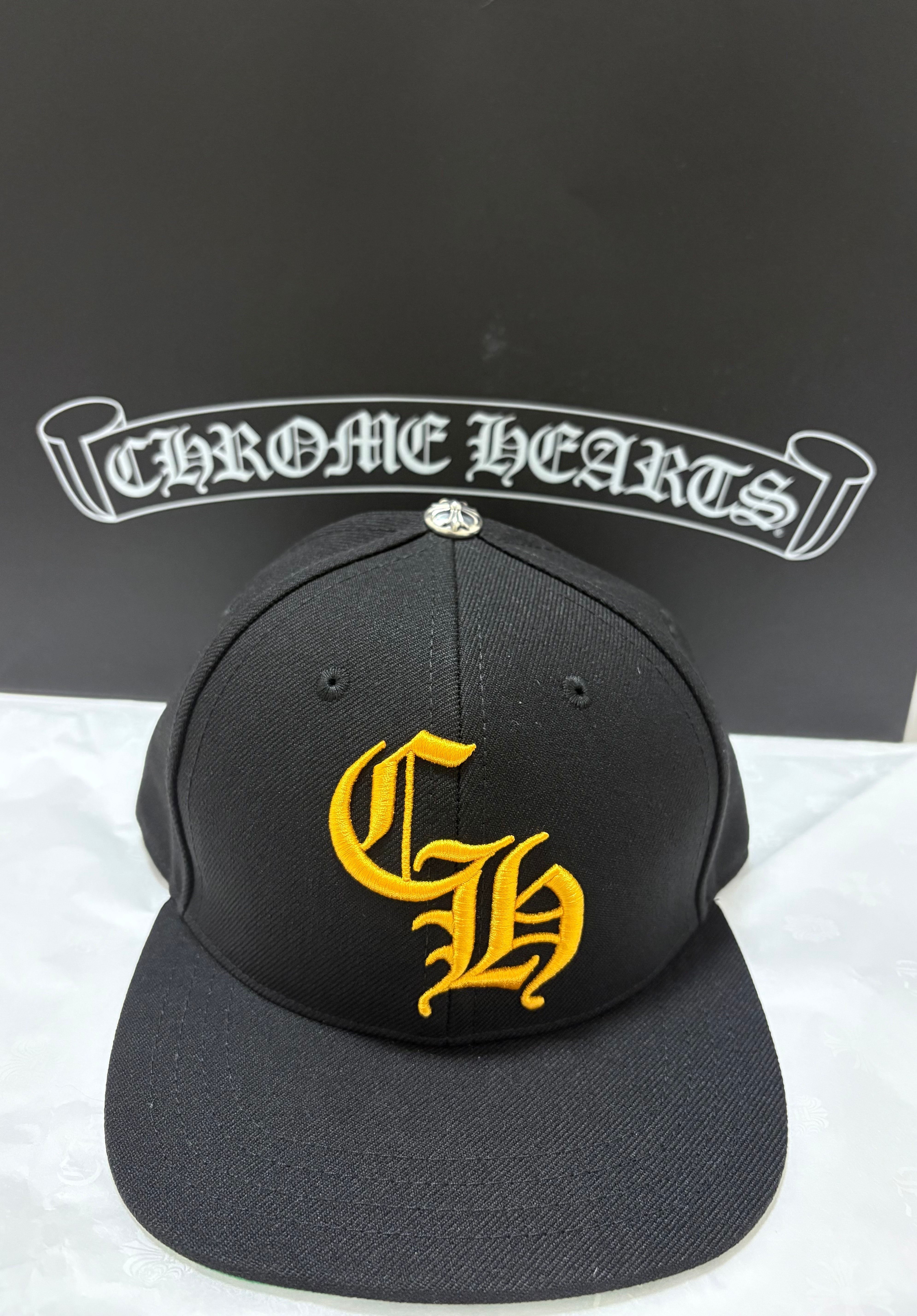 Chrome Hearts 6 Panel On Field CH White Baseball Cap "Black/Green"