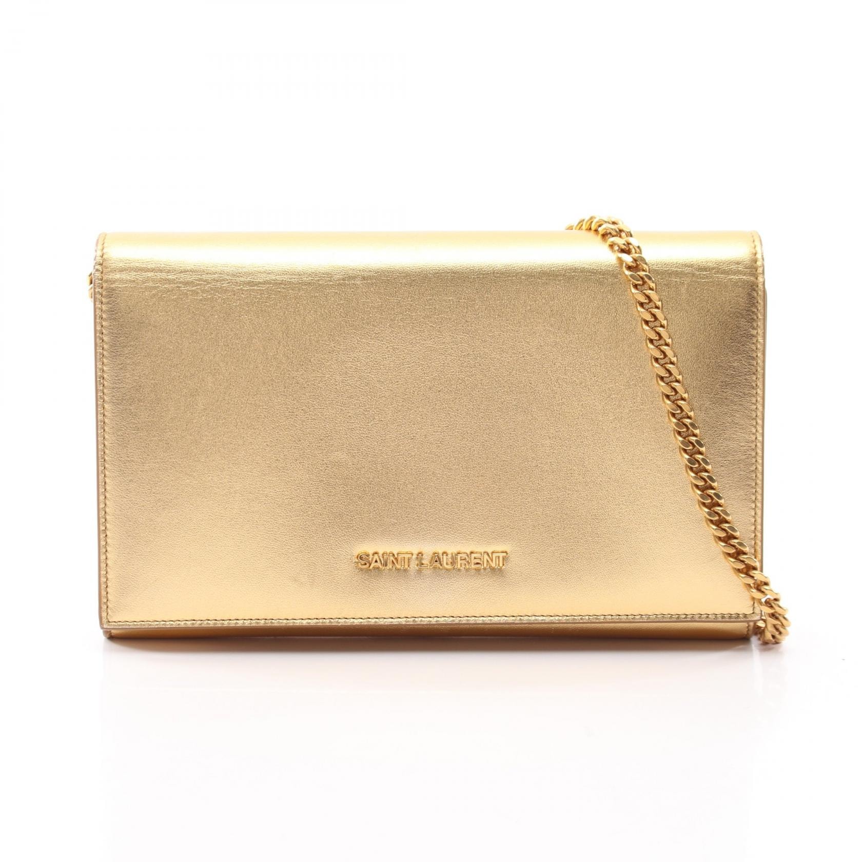サンローランパリ SAINT LAURENT PARIS ショルダーバッグ バッグ レザー レディース ゴールド系 【中古】