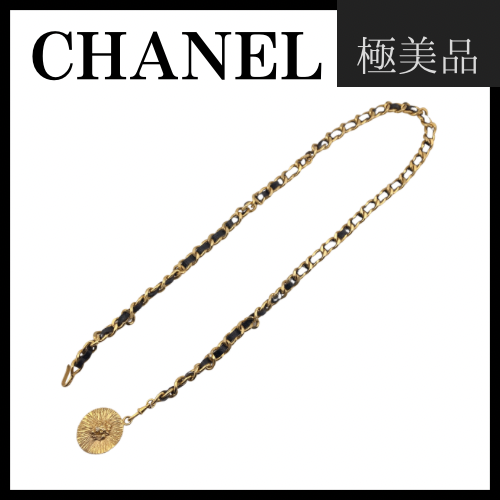 シャネル GP×革 オールドライオンモチーフ チェーンベルト レディース